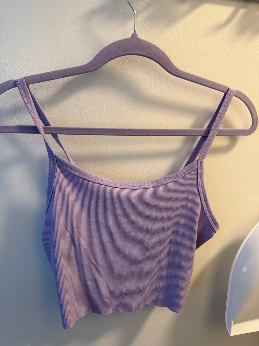 No Boundaries Lavender Ribbed Cropped Tank - Scoop Neck Spaghetti Straps